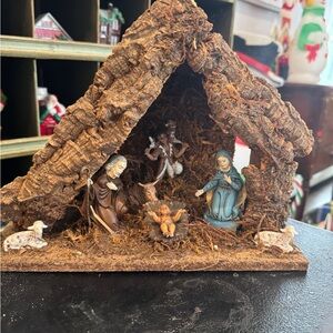 Vintage Nativity Scene with Figurines